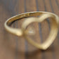 14k Open Heart and diamond ring. Dainty Heart love beat ring.