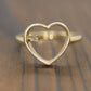 14k Open Heart and diamond ring. Dainty Heart love beat ring.