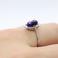 18k White Gold Enamel Ring. Tiny Roses painted enamel ring.