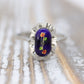 18k White Gold Enamel Ring. Tiny Roses painted enamel ring.
