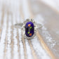 18k White Gold Enamel Ring. Tiny Roses painted enamel ring.