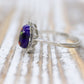18k White Gold Enamel Ring. Tiny Roses painted enamel ring.