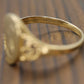 Signet Ring with letter I or J. 14k Yellow gold with Half Heart. Engraved letter I or J