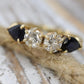 Stunning 14k 1/2ctw Diamond with pear sapphires ring. 14k Diamond and sapphire band.