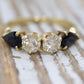 Stunning 14k 1/2ctw Diamond with pear sapphires ring. 14k Diamond and sapphire band.