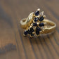 14k Sapphire Diamond Bypass ring. 14k Marquise Sapphire Flower Branch Vine cluster ring