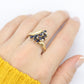 14k Sapphire Diamond Bypass ring. 14k Marquise Sapphire Flower Branch Vine cluster ring