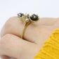 14k Sapphire Diamond Bypass ring. 14k Sapphire Flower Cones Vine cluster ring