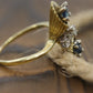 14k Sapphire Diamond Bypass ring. 14k Sapphire Flower Cones Vine cluster ring