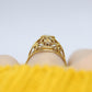Filigree diamond cut 14k Yellow Gold ring. 14k precious open scroll ring