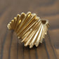 Bypass Twist diamond cut 14k Yellow Gold ring. 14k precious open scroll ring
