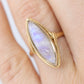 18k Large MOONSTONE ring. 18k Gold Marquise Navette Moonstone ring