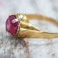 18k Round Pink Sapphire Solitaire ring. UnoAerre 18k yellow gold Sapphire ring.