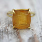 Large Orange Citrine ring. 18k yellow gold Heavy Large Prong Set Round Citrine