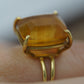 Large Orange Citrine ring. 18k yellow gold Heavy Large Prong Set Round Citrine