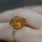 Large Orange Citrine ring. 18k yellow gold Heavy Large Prong Set Round Citrine