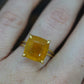 Large Orange Citrine ring. 18k yellow gold Heavy Large Prong Set Round Citrine