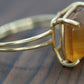 Large Orange Citrine ring. 18k yellow gold Heavy Large Prong Set Round Citrine