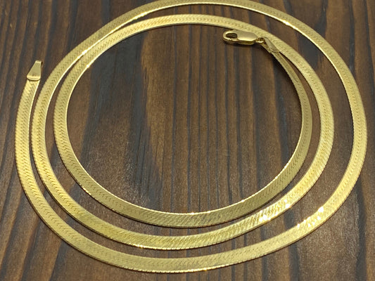 14k Herringbone Chain Necklace. 14k High Polish Gloss Necklace 4mm 29in 18.7grams