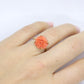 14k Coral Carved Pink Cabochon ring. 14k CARVED Rose flower Peach Coral solitaire.