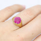 18k Round Pink Sapphire Solitaire ring. UnoAerre 18k yellow gold Sapphire ring.