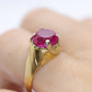 18k Round Pink Sapphire Solitaire ring. UnoAerre 18k yellow gold Sapphire ring.