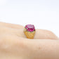 18k Round Pink Sapphire Solitaire ring. UnoAerre 18k yellow gold Sapphire ring.