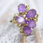 Oval Amethyst cluster ring. 14k Yellow gold Amethyst Cluster ring
