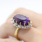 Vintage 1940s Large Amethyst and Diamond Handmade 18k Yellow White Gold Ring sz 6.5, Engagement ring, cocktail ring, February Amethyst