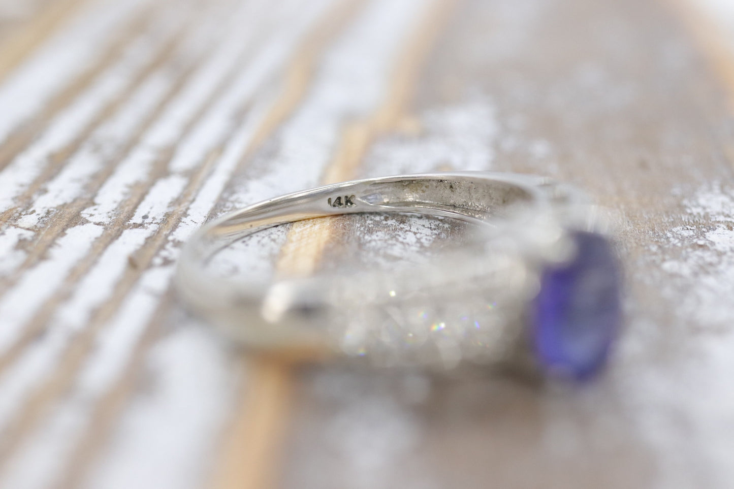 Tanzanite and diamond ring. 14k Blue Tanzanite solitaire.