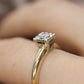 Art Deco Diamond ring. 14k Yellow and White Gold Square table.