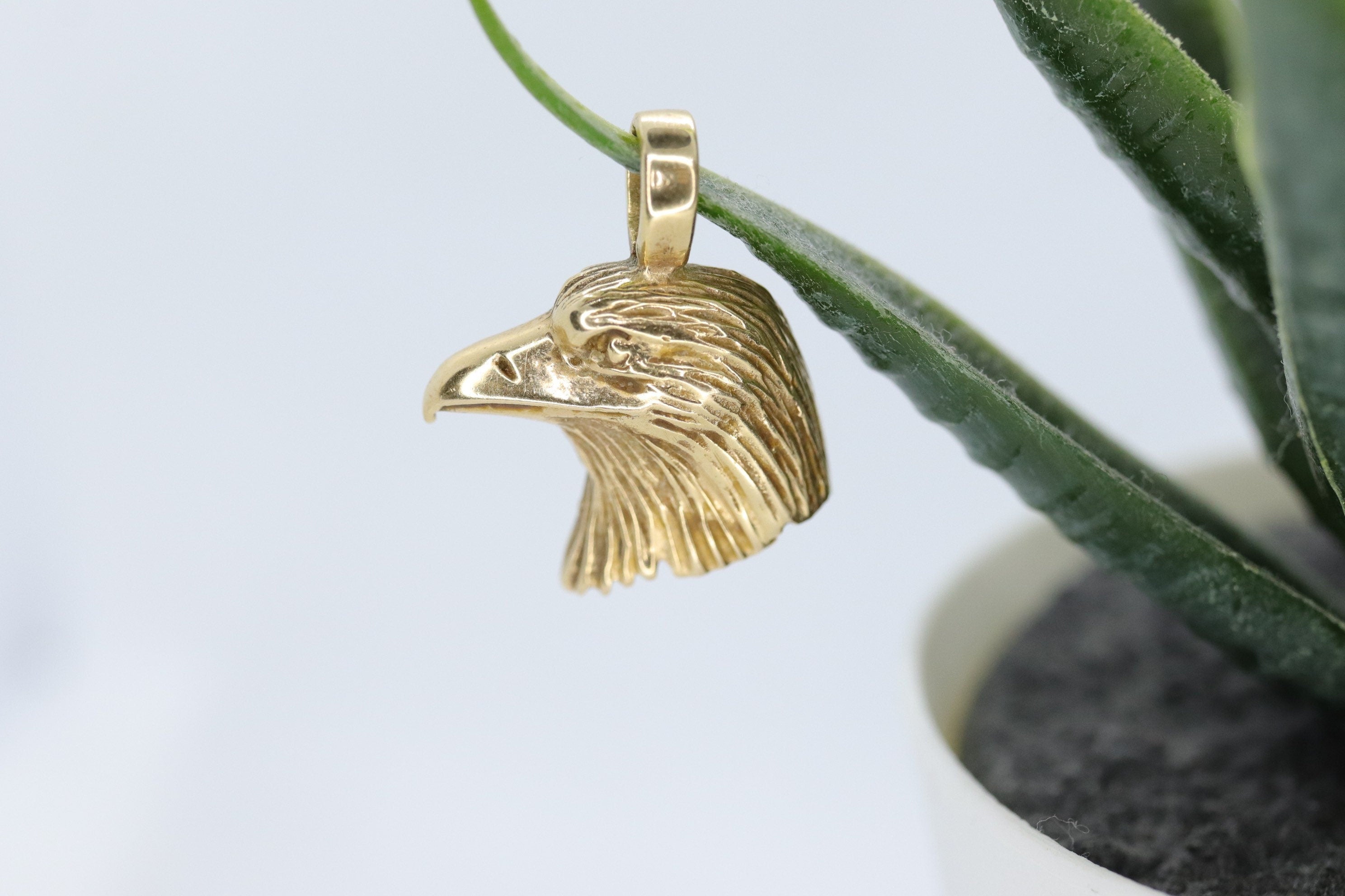 14K Solid Gold Eagle Charm Pendant - Real Yellow Gold, 18mm X 20mm, Nickel-Free - Alex And Elsa PT1596