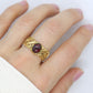 14k Rubellite Tourmaline Cabochon ring. 14 MESH ring band.