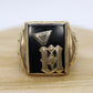 10k ONYX M  N or W ring. 10k Letter M or N or W statement ring. Calligraphy M or N initial Men or Women ring