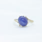 14k Blue Star Sapphire Oval Cabochon ring. Victorian Bypass Claw prong set sapphire ring.
