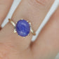 14k Blue Star Sapphire Oval Cabochon ring. Victorian Bypass Claw prong set sapphire ring.