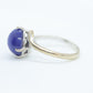 14k Blue Star Sapphire Oval Cabochon ring. Victorian Bypass Claw prong set sapphire ring.