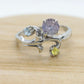 14k Blooming Flower and leaves ring. Multi gem Topaz flower ring.