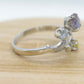 14k Blooming Flower and leaves ring. Multi gem Topaz flower ring.