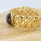 14k Rubellite Tourmaline Cabochon ring. 14 MESH ring band.