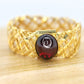 14k Rubellite Tourmaline Cabochon ring. 14 MESH ring band.