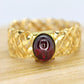 14k Rubellite Tourmaline Cabochon ring. 14 MESH ring band.