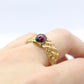 14k Rubellite Tourmaline Cabochon ring. 14 MESH ring band.