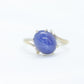 14k Blue Star Sapphire Oval Cabochon ring. Victorian Bypass Claw prong set sapphire ring.