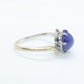 14k Blue Star Sapphire Oval Cabochon ring. Victorian Bypass Claw prong set sapphire ring.