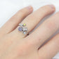 14k Blooming Flower and leaves ring. Multi gem Topaz flower ring.