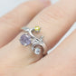 14k Blooming Flower and leaves ring. Multi gem Topaz flower ring.