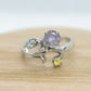 14k Blooming Flower and leaves ring. Multi gem Topaz flower ring.
