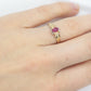 Vintage Ruby HALO Ring. 10k oval Ruby and Diamond Halo ring