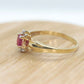 Vintage Ruby HALO Ring. 10k oval Ruby and Diamond Halo ring